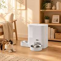 Distributeur automatique d'aliments et d'eau pour animaux de compagnie en acier inoxydable 2-en-1, 4L/3L, contrôle par bouton LCD, enregistrement vocal de 10 secondes, alimentation programmée