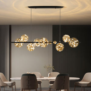Lampadario Lungo a Sospensione Nordico a LED con Sfera in Vetro Trasparente per Sala da Pranzo, Bar, Ristorante, Caffetteria, Ufficio - Product Image 2