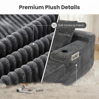 NEUER Konvertierbarer Chaiselongue-Sessel aus Plüsch mit breiter Armlehne & Zierkissen, Gemütliches Knochenloses Schlafsofa-Sessel