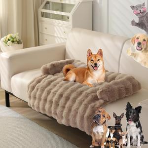 เตียงสุนัขขนกระต่ายเนื้อนุ่มหรูหราอุปกรณ์สำหรับสัตว์เลี้ยงซักได้ฐานรองกันลื่นทนทานเบาะโซฟาเตียงสำหรับสัตว์เลี้ยง - Product Image 1