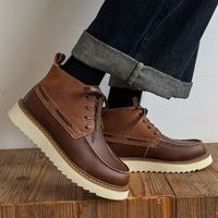 Nouvelles bottes décontractées en cuir véritable pour hommes, chaussures en cuir de vachette à lacets de haute qualité, style le plus vendu de l'usine de chaussures de Guangzhou