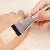 HMU kuas Foundation cair desain baru 0.1cm sikat masker wajah Ultra tipis atas datar kuas Makeup alas bedak Kabuki