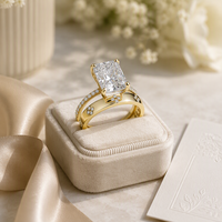Ensemble de bagues en argent sterling 925 avec zircone, plaqué or, alliance de mariage et de fiançailles pour femmes, style géométrique européen et américain