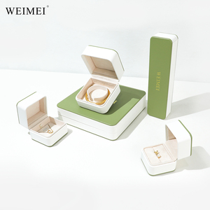WEIMEI Elegant Round Corner Jewelry Case Color Block Design Leather and Suede Material Custom Gift Box - Product Image 2
