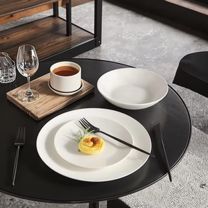 Platos de hospitalidad Vajilla de cerámica Vajilla de porcelana blanca barata Platos personalizados Plato para restaurante - Product Image 2