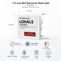 Label Rak Elektronik 7.5 Inci 4-Warna BWRY BLE 5.0 800x480 E-Paper Label Harga Digital dengan Klip Magnetik untuk Toko Furnitur