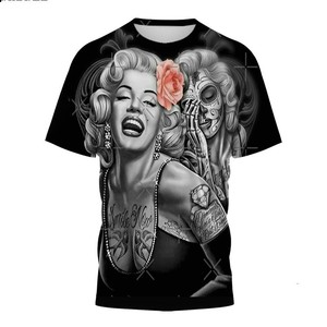 T-shirt pour homme, imprimé 3D crâne rose, coupe classique, manches courtes, logo sur le devant, tissu tricoté - Product Image 3