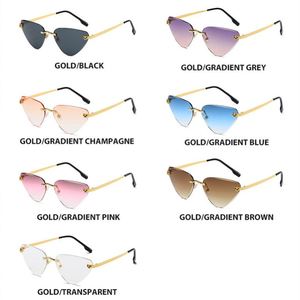 Lunettes de soleil sans monture à verres dégradés colorés, nouvelle collection, avec logo personnalisé, protection UV400, monture en alliage, forme triangulaire, pour hommes et femmes - Product Image 6