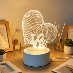 Lámpara LED de Noche con Ilusión 3D de Acrílico Personalizada, Lámparas de Anime con Forma de Corazón, Lámpara de Escritorio LED Moderna con Sensor, Decoración Inteligente de Acrílico - Product Image 4