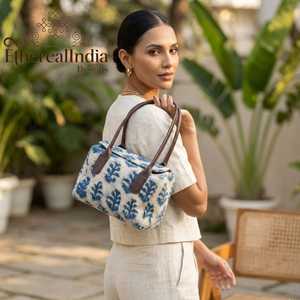 Geometric Jacquard Tote Bag <b>Boho</b> Woven Ethnic Shoulder Bag Large Tribal Handbag with Leather Straps - Product Image 3