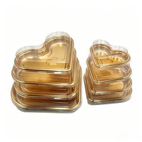 Plateau à dessert en forme de cœur doré métallique avec couvercle en PET transparent, emballage alimentaire de qualité supérieure pour gâteaux, pâtisseries, chocolats, truffes, boîte cadeau - OEM personnalisé