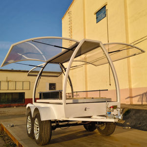 Mesa giratoria eléctrica en color blanco para carro funerario de 4 ruedas con tira de luces de siete colores - Product Image 1