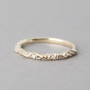 Anelli con Diamanti Intrecciati F1225, Montatura Pavé con Pietra Naturale Rotonda, Gioielli Unisex per Matrimonio - Product Image 3