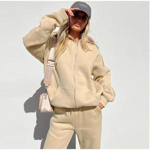 Conjunto Deportivo Largo de Color Sólido para Mujer, con Capucha, Corte Holgado, Otoño Invierno, Ropa Casual Urbana, Marca Privada Personalizada - Product Image 2