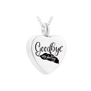 Collar de acero inoxidable con colgante de corazón para cenizas, joyería de cremación, grabado conmemorativo de ser querido - Product Image 1