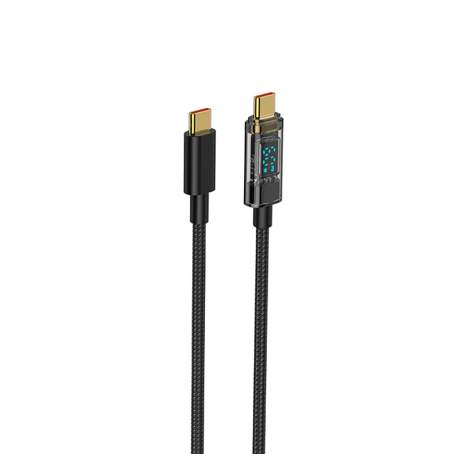 100w 60w c to c Mobile Phone Fast Charging Usb Type C Charging With Led Display 60w Transparent Usb Cable