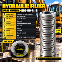 Elemento Filtro Olio Idraulico 207-60-71181 per Escavatore Komatsu PC200-7 PC200-8 PC300, Filtro di Ritorno Idraulico ad Alte Prestazioni