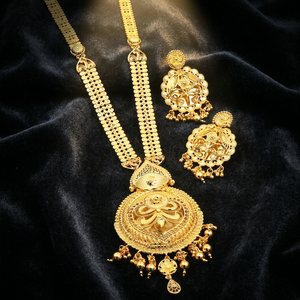 ชุดสร้อยคอและต่างหูทองชุบไมโคร 14K/18K/24K ลายดอกไม้ ขายส่ง ความยาว 24 นิ้ว เครื่องประดับงานแต่งงาน - Product Image 3