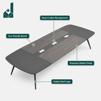 Ensemble de table et de chaises de conférence modernes pour 10 personnes, mobilier de bureau écologique avec installation facile, usage commercial