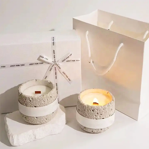 Nueva Vela Aromática de Lujo Creativa en Vaso de Yeso con Logotipo Personalizado, Vela de Cera de Soja con Mecha de Madera y Tapa de Yeso, con Empaque Blanco - Product Image 4