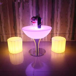 Ticari yer için büyük yuvarlak LED çubuk masa gece kulübü bar dekoratif LED masa bar sayacı kokteyl masası olay için Set - Product Image 2