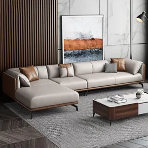 OKF Full House Customization Micro Fiber Leather Solid Wood Frame Couch Living Room Sofas Modern Minimalist L Shape Sofa