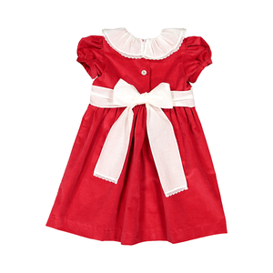 Festivo vestito da ragazza in velluto rosso con giunzione di pizzo bianco con colletto natalizio <span class=keywords><strong>abiti</strong></span> da bambino prima comunione per le ragazze di 6-14 anni - Product Image 2