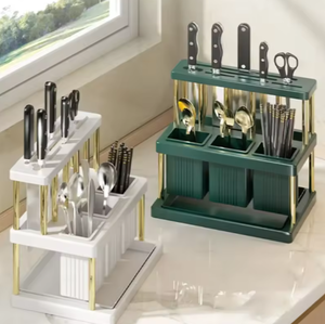 Nhà bếp tối giản đứng nhựa duy nhất đa chức năng nấu ăn lưu trữ Kệ dao nĩa muỗng lưu trữ chủ drainer - Product Image 2