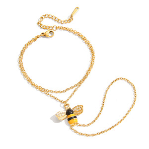 Pulsera de Cadena Dorada con Dije de Abeja, Diseño de Insecto en Aleación de Zinc, Joyería de Regalo - Product Image 5