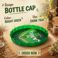 Plateau de service de bar en forme de bouchon de bouteille, en plastique empilable, résistant à l'alcool et à la corrosion, 32,5*3,5 cm, pour merchandising de bière personnalisé