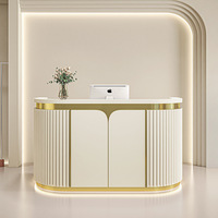 Bureau d'accueil moderne et écologique brillant pour salon de beauté, magasin de vêtements, salon de manucure, spa en bois, design incurvé, haute qualité
