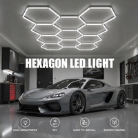 Barre lumineuse LED 5 hexagones en nid d'abeille pour produits de detailing automobile, station de lavage, plafond de garage, éclairage LED pour l'entretien des voitures