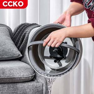 Fregona plana <span class=keywords><strong>de</strong></span> microfibra, accesorio manos libres con cubo, cubo para suelo, gira 360 grados, para limpieza, suelo seco y húmedo, madera dura, color gris y blanco - Product Image 6