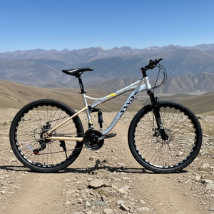 Vélo de montagne à suspension intégrale en acier au carbone de <span class=keywords><strong>24</strong></span> à 26 <span class=keywords><strong>pouces</strong></span>, double suspension, <span class=keywords><strong>VTT</strong></span> pour hommes, roues à rayons, roues à lames - Product Image 1