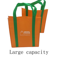 Sac de courses réutilisable personnalisé en non-tissé avec poignées, couleur sur mesure et taille moyenne, commandes en gros