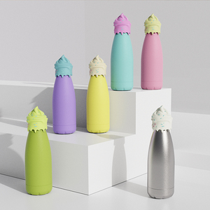 Bouteille d'eau isotherme en acier inoxydable pour enfants avec couvercle en silicone anti-brûlure, étanche, motif animal 3D, gourde thermos - Product Image 1