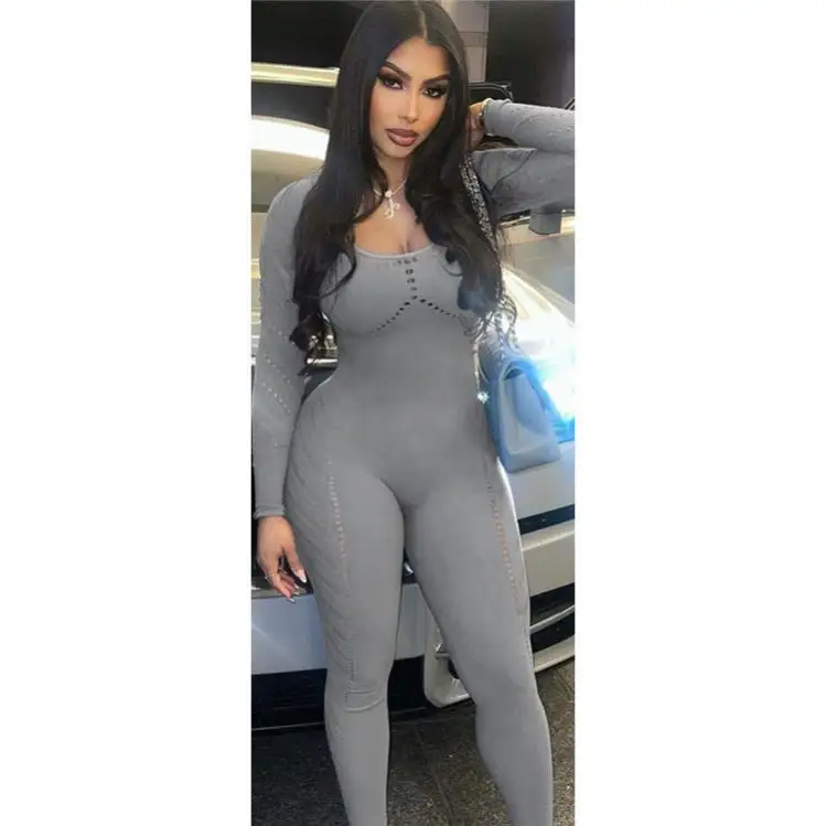 Kadınlar tam kollu boyun See Through tulum düz renk seksi parti Clubwear tek parça siyah Mesh yüksek bel kahverengi Bodysuit