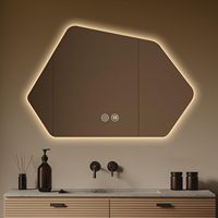 Miroir de salle de bain intelligent anti-buée personnalisé avec rétroéclairage, miroir mural de salle de bain sans cadre, miroir LED