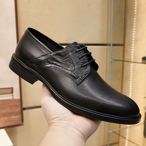 Nuevos Zapatos de Vestir Casuales Negros para Hombre, Marca Italiana, de Cuero Genuino, Punta Cuadrada, Transpirables, para Fiesta - Product Image 1