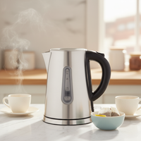 Bouilloire Électrique Sans Fil Moderne 1,7 L en Acier Inoxydable avec Commandes Mécaniques, Arrêt Automatique et Fonction Maintien au Chaud Double