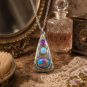 Collana con Ciondolo a Forma di Triangolo di Colore Viola, Design Creativo per Donne - Product Image 1