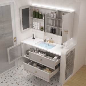 Phong cách Mỹ tối giản sang trọng sồi tủ phòng tắm thiết lập với liền mạch <span class=keywords><strong>Granite</strong></span> chìm để rửa - Product Image 5