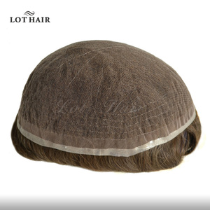 Prothèse capillaire pour homme en cheveux humains Remy indiens lisses, avec base complète 8x10 pouces et dentelle française, à nœuds simples - Product Image 2