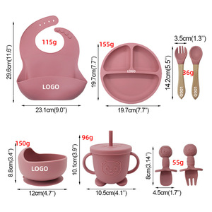 Set di Otto <span class=keywords><strong>Pezzi</strong></span> per Neonati: Bavaglino in Silicone, Piatto con Ventosa, Ciotola Divisa per Alimenti Complementari - Product Image 2