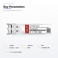 Module SFP DWDM 1,25G 40KM Bande C 100GHz Canal ITU Monomode LC Duplex DDM Transceiver Optique