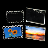 Cadre photo magnétique en acrylique transparent effet miroir, double panneau, 2x6 pouces, pour affiche murale, format personnalisable, bord festonné, 4x6 pouces