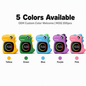 Minuteur LED Dinosaure Amusant pour Enfants, Affichage Coloré en Anneau, Alarme Intégrée, Haut-parleur, ABS Sûr, À partir de 3 Ans, École, Étude, Vente en Gros - Product Image 1