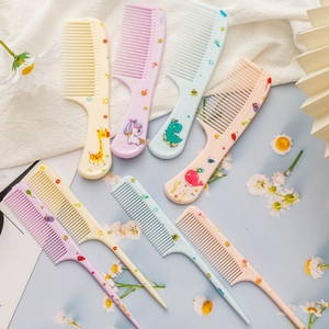 Ensemble de peignes pour enfants, 2 pièces/ensemble, animaux de dessin animé, peigne de coiffure pour enfants avec queue pointue, peigne en plastique antistatique portable pour filles - Product Image 1