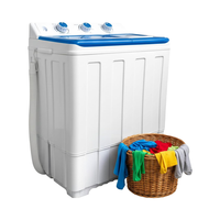 Lave-linge portable semi-automatique à double cuve avec boîtier en plastique, pompe de vidange compacte et silencieuse pour la maison et le camping