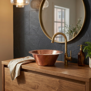 Lavabo de Baño de Cobre Hecho a Mano de Lujo, Lavabo Redondo Martillado, Lavabo de Metal Artesanal Premium, Elegante y Decorativo - Product Image 6